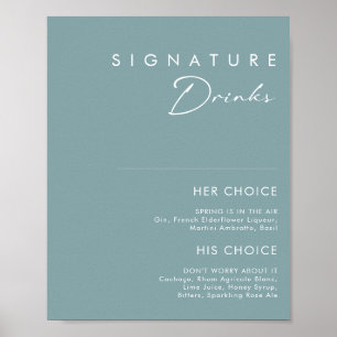 Dusty Boho   Blaue Signature-Getränke-Schilder Poster