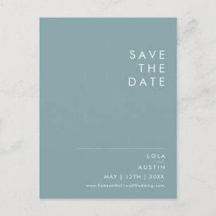 Dusty Boho    Blaues und Grünes Save The Date Einladungspostkarte