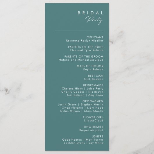 Dusty Boho | Blue and Green Wedding Program Programm (Rückseite)