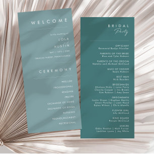 Dusty Boho Blue and Green Wedding Program Programm