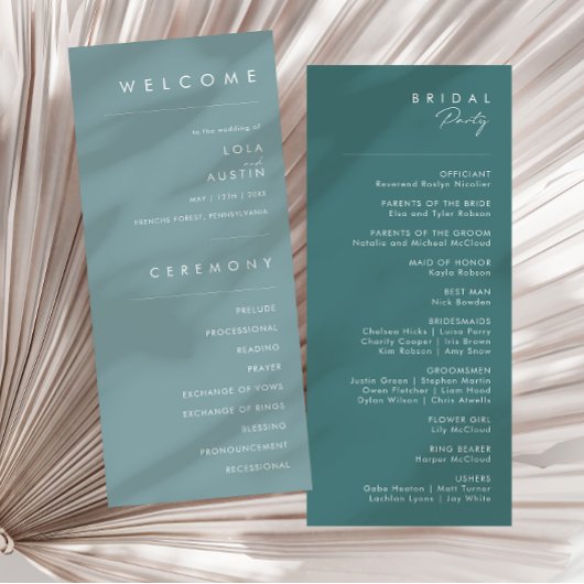Dusty Boho | Blue and Green Wedding Program Programm