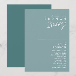 Dusty Boho Blue & Green Brunch und Brauchdusche Einladung