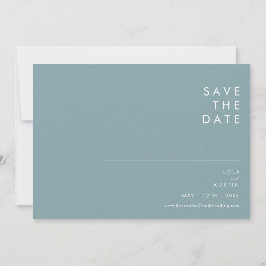 Dusty Boho Blue & Green Horizontal Save the Date (Vorderseite)