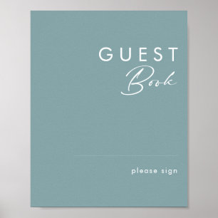 Dusty Boho Blue Guest Book Sign Poster