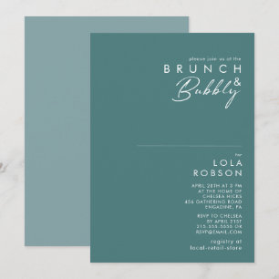 Dusty Boho Green & Blue Brunch und Brauchdusche Einladung