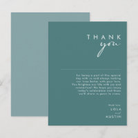 Dusty Boho Green & Blue Empfang Dankeschön Karte