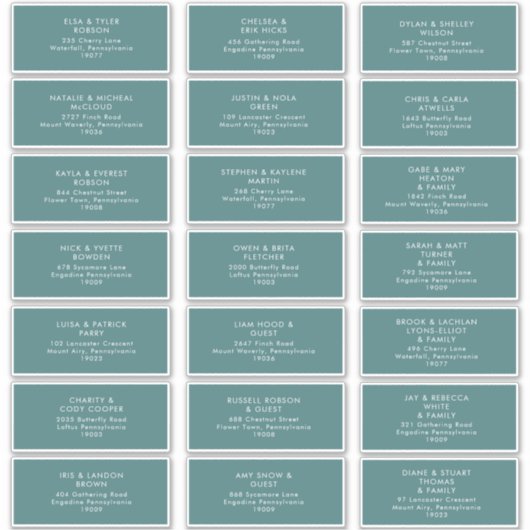 Dusty Boho | Green Guest Address Labels (Vorderseite)