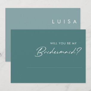 Dusty Boho Green und Blue Bridesmaid Vorschlag Car Einladung