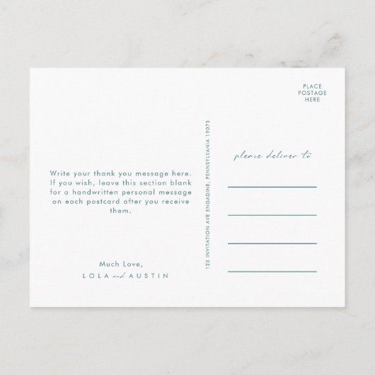 Dusty Boho | Green Wedding Danke Postkarte (Rückseite)