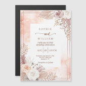 Dusty Boho Lignt rosa Rosen Hochzeit Magneteinladung (Vorne/Hinten)