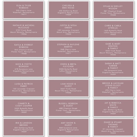 Dusty Boho | Lila Guest Address Labels (Vorderseite)