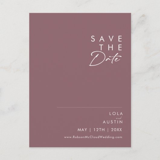 Dusty Boho | Lila Save the Date Postkarte (Vorderseite)
