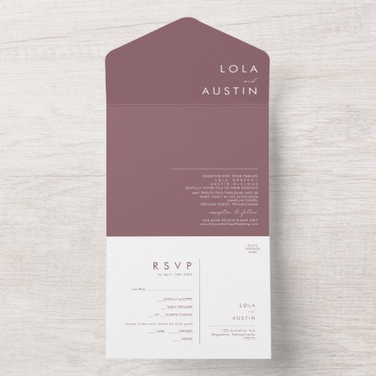 Dusty Boho | Lila Siegel und Senden All In One Einladung (Innen Boden)