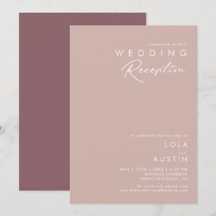 Dusty Boho   Rosa und Lila Hochzeitsempfang Einladung