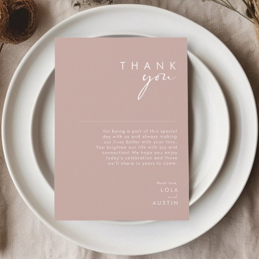 Dusty Boho Rose & Lila Empfang Dankeschön Karte