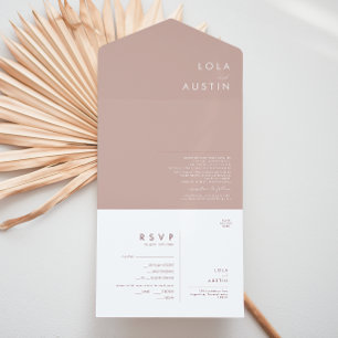 Dusty Boho Rose und Lila Siegel und alles einsen All In One Einladung