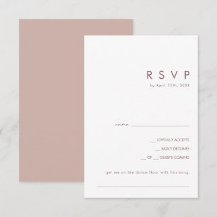 Dusty Boho   Rose und Lila Song-Anfrage RSVP Karte