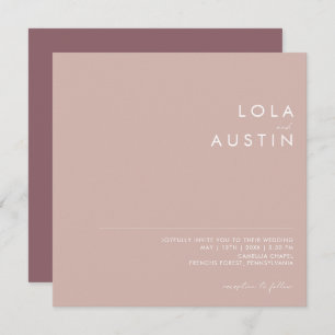 Dusty Boho   Rose und Lila Square Wedding Einladung