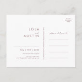 Dusty Boho | Rose und Save the Date Lila Einladungspostkarte (Rückseite)