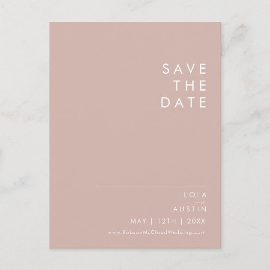 Dusty Boho | Rose und Save the Date Lila Einladungspostkarte (Vorderseite)