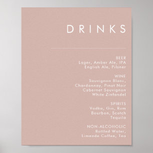 Dusty Boho Rose Wedding Drinks Menü Signatur Poster