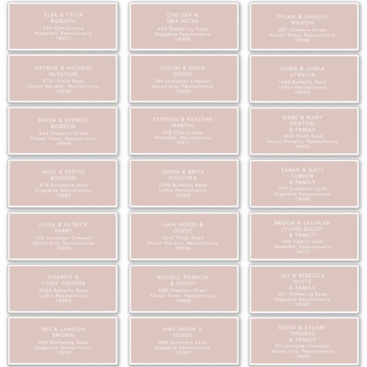 Dusty Boho | Rosen Guest Address labels (Vorderseite)