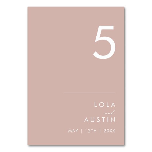 Dusty Boho | Tischnummer der Rose (Vorderseite)