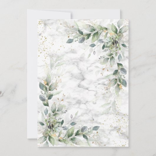 Dusty Botanical Greenerity Gold Foto Save the Date (Rückseite)