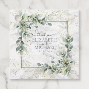 Dusty Botanical Greenerity Gold Marble Wedding Geschenkanhänger