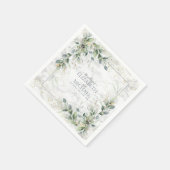 Dusty Botanical Greenerity Gold Marble Wedding Serviette (Ecke)