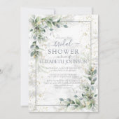 Dusty Botanische Vegetation Gold Marmor Brautparty Einladung (Vorderseite)