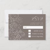 Dusty Brown Elegant Blumenhochzeit RSVP Karte (Vorderseite)