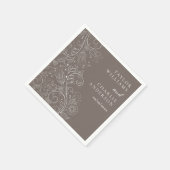Dusty Brown Elegant Blumenhochzeit Serviette (Ecke)