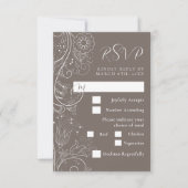 Dusty Brown Elegant Floral Wedding Meal Choice RSVP Karte (Vorderseite)