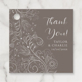 Dusty Brown Elegant Floral Wedding Vielen Dank Geschenkanhänger