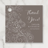 Dusty Brown Elegant Floral Wedding Vielen Dank Geschenkanhänger (Vorderseite)