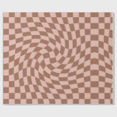 Dusty Brown Retro Warted Karos Checked Geschenkpapier (Flach)