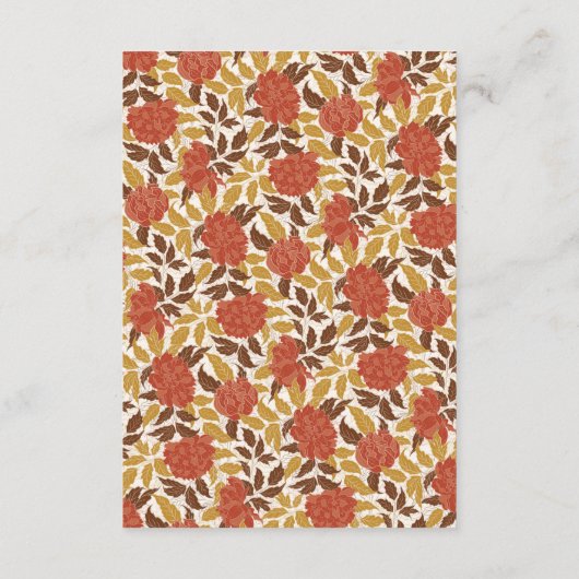 Dusty Brunt Orange Peony Blume Hochzeit im Herbst Begleitkarte (Rückseite)