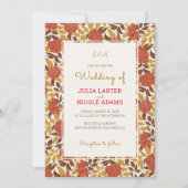 Dusty Brunt Orange Peony Blume Hochzeit im Herbst Einladung (Vorderseite)