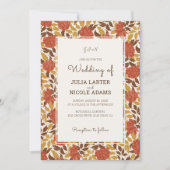 Dusty Brunt Orange Peony Blume Hochzeit im Herbst Einladung (Vorderseite)