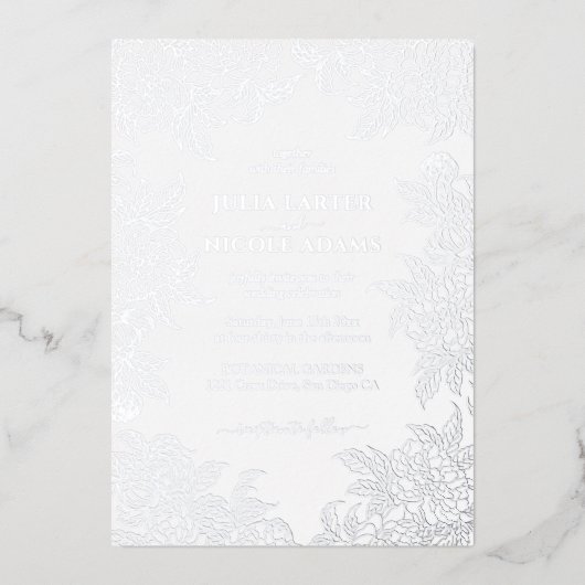 Dusty Brunt Orange Peony Blume Hochzeit im Herbst Folieneinladung (Vorderseite)