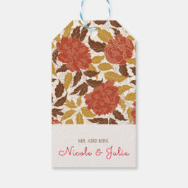 Dusty Brunt Orange Peony Blume Hochzeit im Herbst Geschenkanhänger