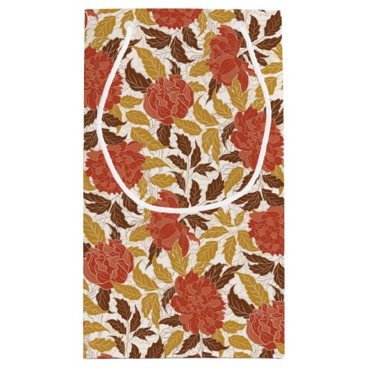 Dusty Brunt Orange Peony Blume Hochzeit im Herbst Kleine Geschenktüte (Rückseite)