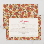 Dusty Brunt Orange Peony Blume Hochzeit im Herbst Menükarte (Vorne/Hinten)