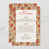 Dusty Brunt Orange Peony Blume Hochzeit im Herbst Menükarte (Vorne/Hinten)