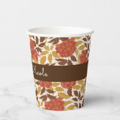 Dusty Brunt Orange Peony Blume Hochzeit im Herbst Pappbecher (Rückseite)