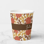 Dusty Brunt Orange Peony Blume Hochzeit im Herbst Pappbecher (Vorderseite)