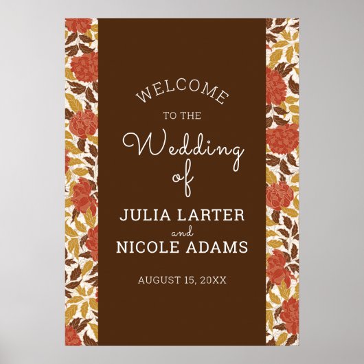 Dusty Brunt Orange Peony Blume Hochzeit im Herbst Poster (Vorne)