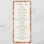 Dusty Brunt Orange Peony Blume Hochzeit im Herbst Programm (Rückseite)