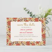 Dusty Brunt Orange Peony Blume Hochzeit im Herbst Save The Date (Stehend Vorderseite)
